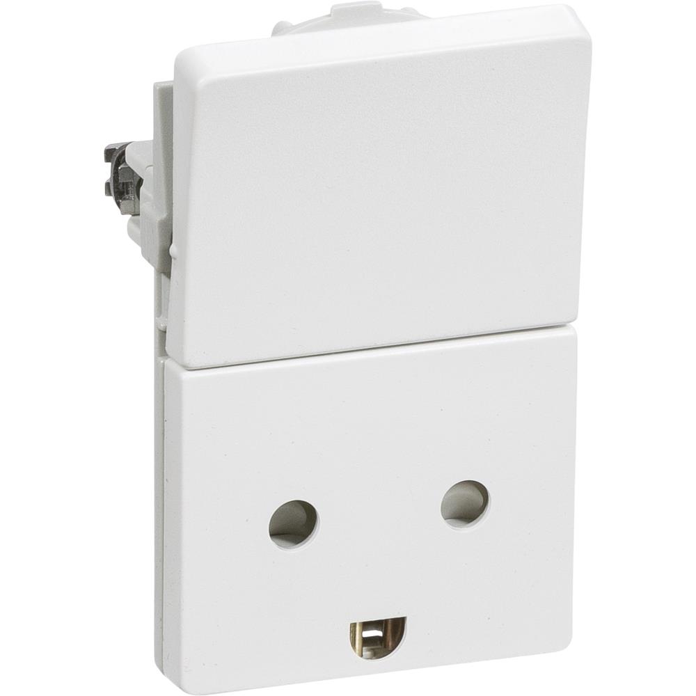 Stikkontakt Fuga 1,5 modul m/jord+afbryder hvid Stikkontakt Fuga 1,5 modul m/jord+afbryder hvid