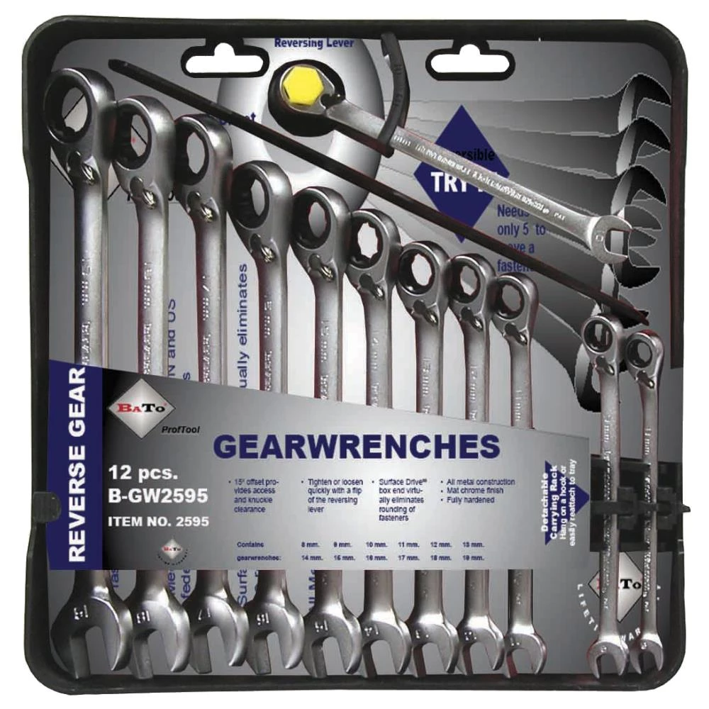 Ringskraldenøglesæt 8-19mm B-GW2595 Ringskraldenøglesæt 8-19mm B-GW2595
