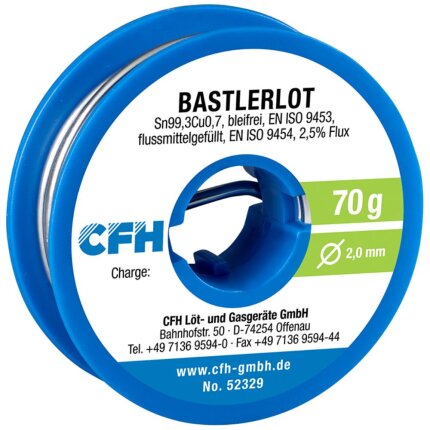 Loddetin CFH BL329 Sn99,3Cu0,7 blyfri ø2,0mm 70g