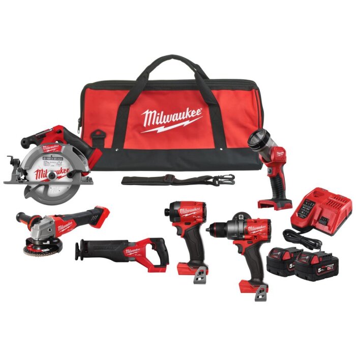 Powerpack 6 maskiner + 2 batterier M18 FPP6G3-502B