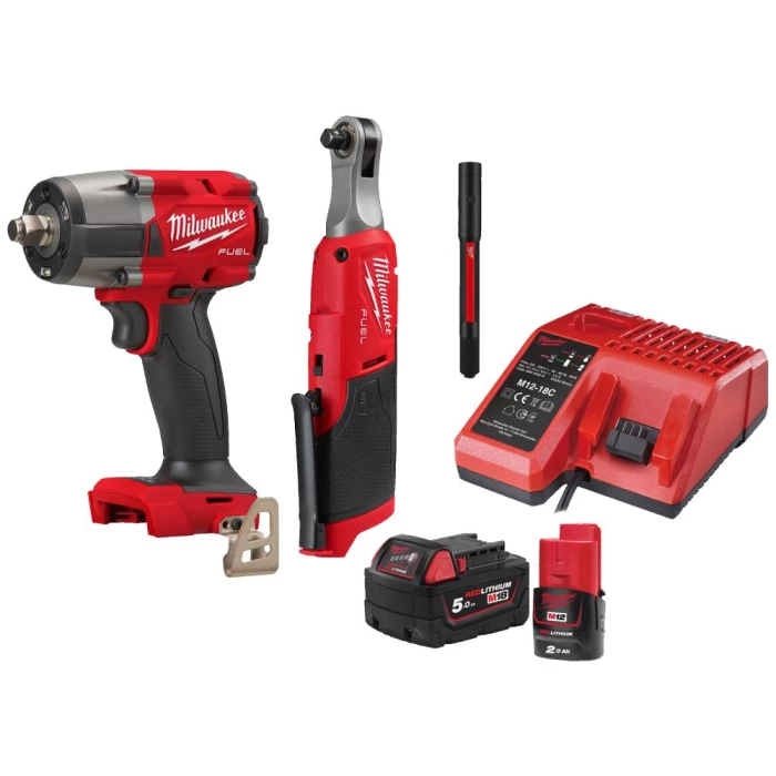 Powerpack 3 maskiner + 2 batterier M12 FPP3T-522
