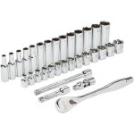 Topnøglesæt 3/8″ 6-19mm alm. + lange toppe 32dele Topnøglesæt 3/8″ 6-19mm alm. + lange toppe 32dele