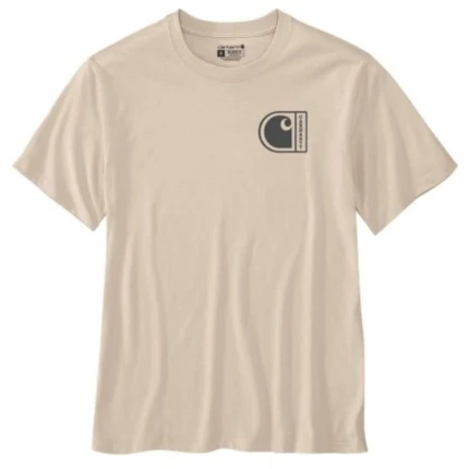 Carhartt t-shirt med ryg print oat milk str. M