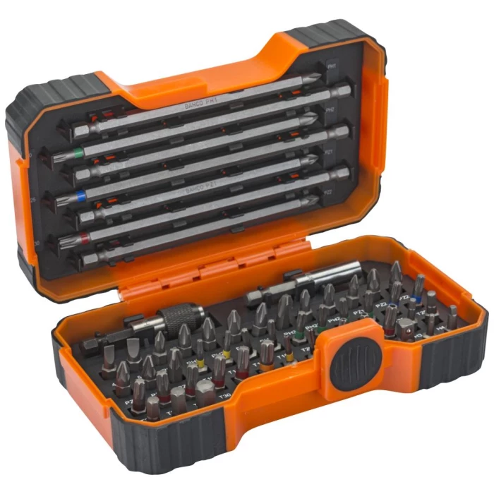 Bitssæt 1/4″ 6kt. m/farvekodede korte bits, 54dele