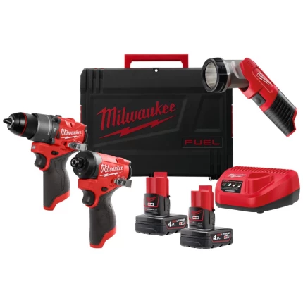 Hammerborsæt SDS+ MX4 PF2, 5stk Sampak M12: Powerpack FPP2A2-402X + lampe TLED-0