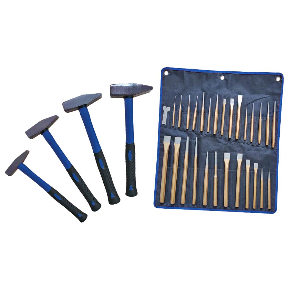 Kombisæt hamre/dorne/mejsler, 32 dele Kombisæt hamre/dorne/mejsler, 32 dele