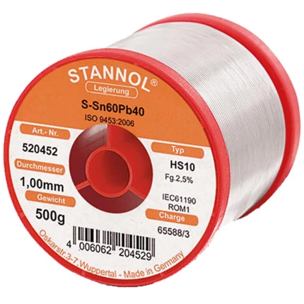Weller loddetin Sn60Pb40 2,0mm m/flus, 500 g
