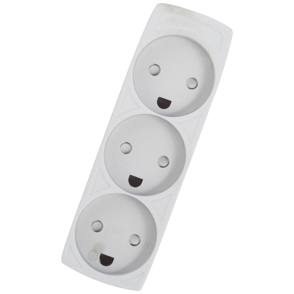 Stikdåse 3-vejs u/jord børnesikret grå 230V/16A Stikdåse 3-vejs u/jord børnesikret grå 230V/16A