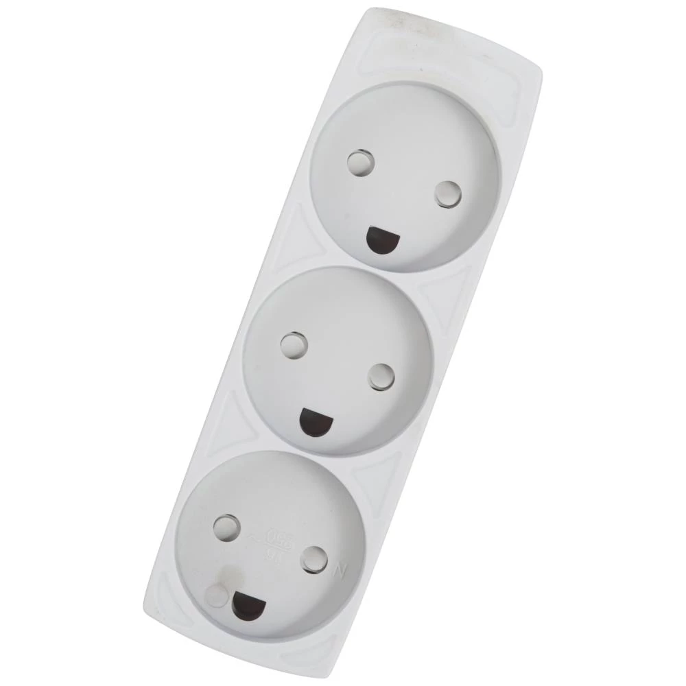 Stikdåse 3-vejs u/jord børnesikret grå 230V/16A Stikdåse 3-vejs u/jord børnesikret grå 230V/16A