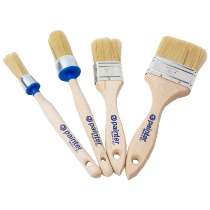 Penselsæt, 2 fladpensler + 2 rundpensler Penselsæt, 2 fladpensler + 2 rundpensler