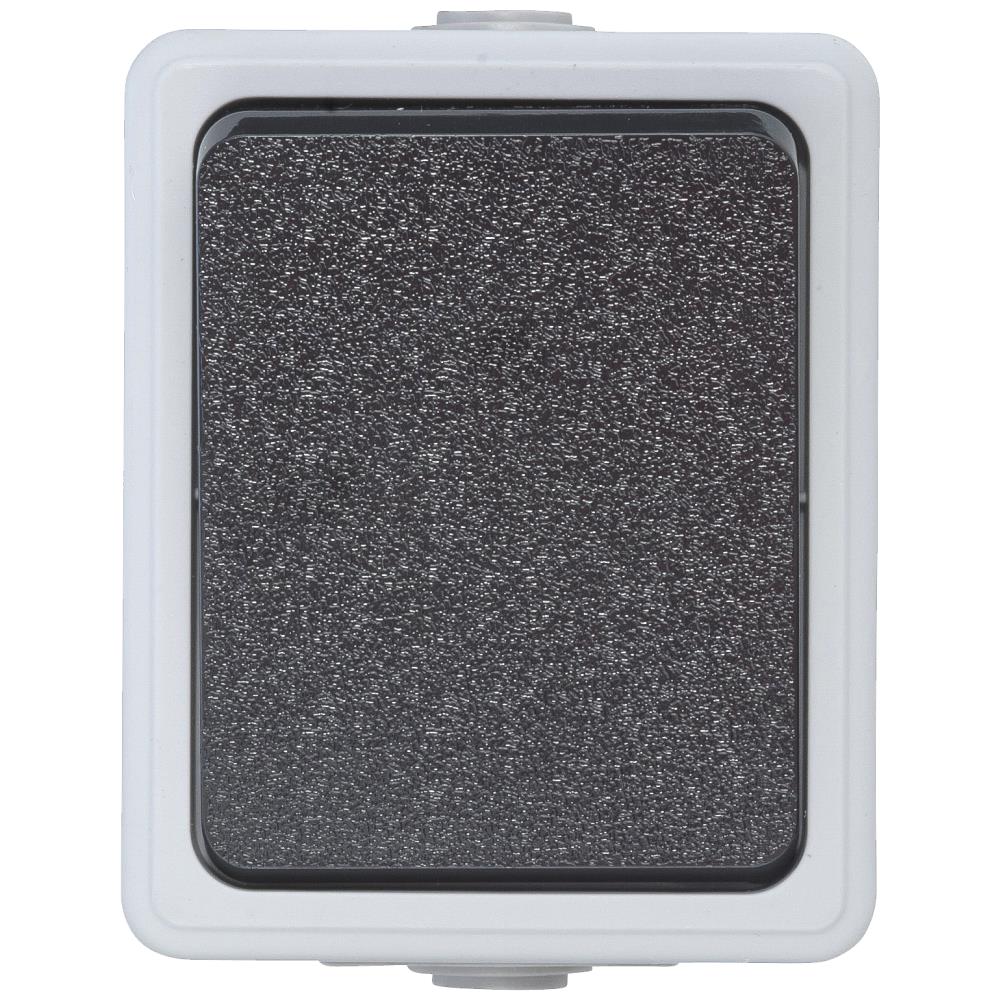 Afbryder E-line enkel m/korr. IP54 grå/sort Afbryder E-line enkel m/korr. IP54 grå/sort