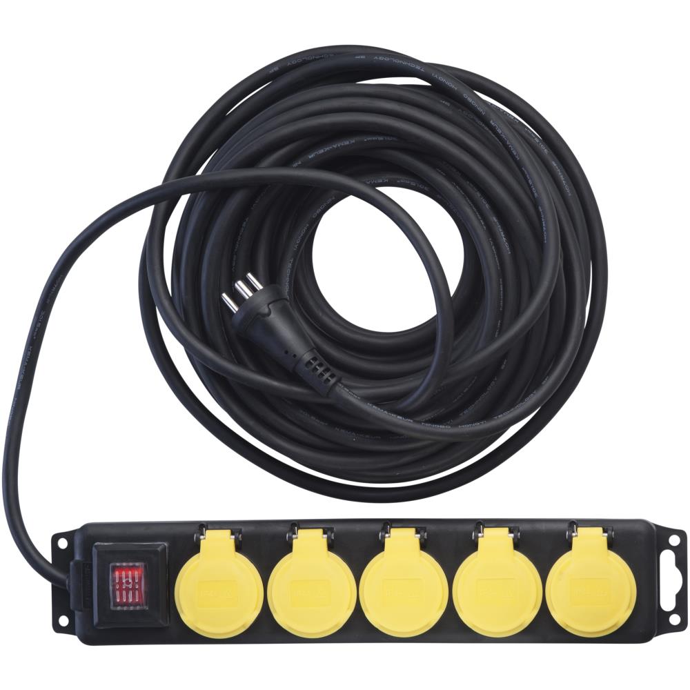 Kabelsæt DK stikprop/5-stikdåse m/afbr+jord 15 mtr Kabelsæt DK stikprop/5-stikdåse m/afbr+jord 15 mtr