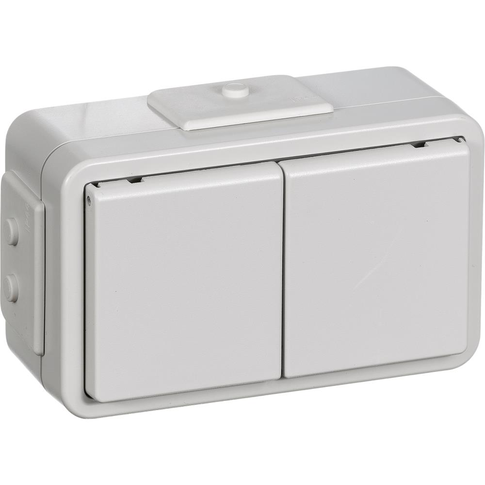 Stikkontakt Opus 73 dobbelt vandret IP44 Stikkontakt Opus 73 dobbelt vandret IP44