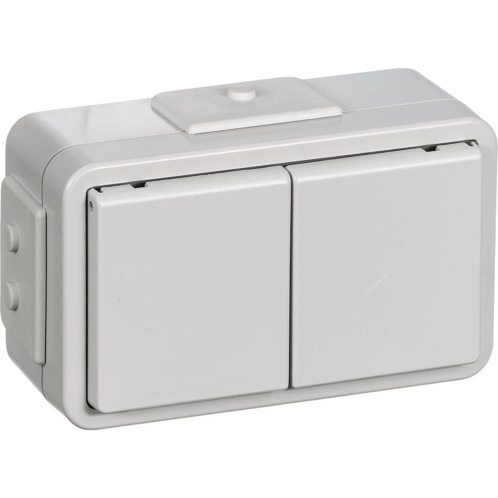 Stikkontakt Opus 73 dobbelt vandret IP44 Stikkontakt Opus 73 dobbelt vandret IP44