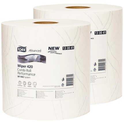 Tork aftørringspapir Plus W1/W2 blå 255mtr, 2 rl