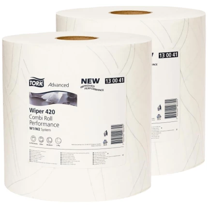 Tork aftørringspapir Plus W1/W2 blå 255mtr, 2 rl
