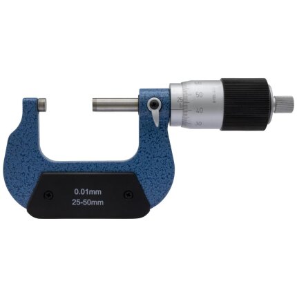 Mikrometerskrue DIN863 25-50×0,01mm m/stor tromle Mikrometerskrue DIN863 25-50×0,01mm m/stor tromle