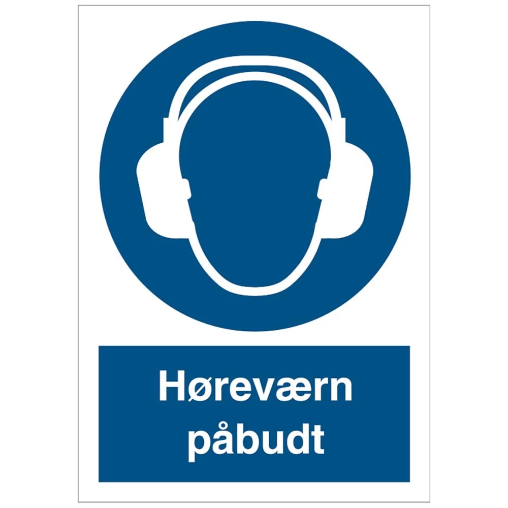 Påbudsskilt plast A4 ‘Høreværn påbudt’ Påbudsskilt plast A4 ‘Høreværn påbudt’