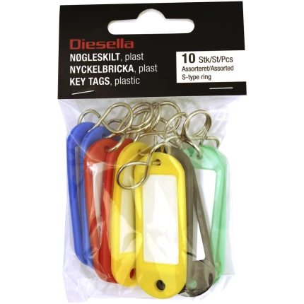 Nøgleskilt m/rude plast ass. pk/10 Nøgleskilt m/rude plast ass. pk/10