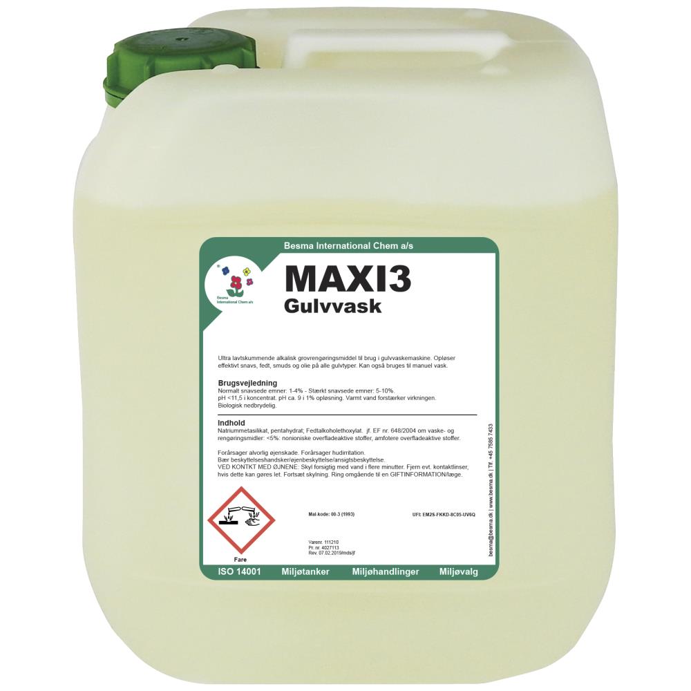 Maxi3 Gulvvask ekstra lavtskummende 10 ltr Maxi3 Gulvvask ekstra lavtskummende 10 ltr