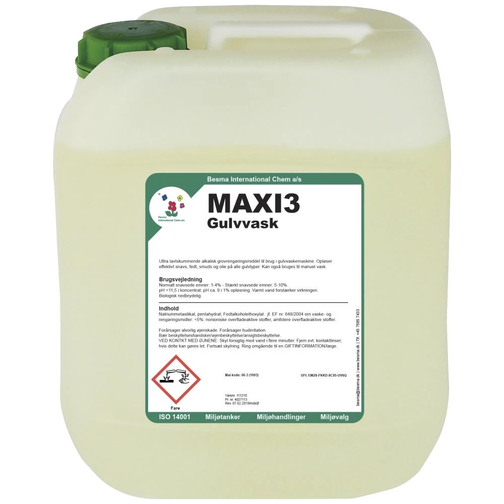 Maxi3 Gulvvask ekstra lavtskummende 10 ltr Maxi3 Gulvvask ekstra lavtskummende 10 ltr