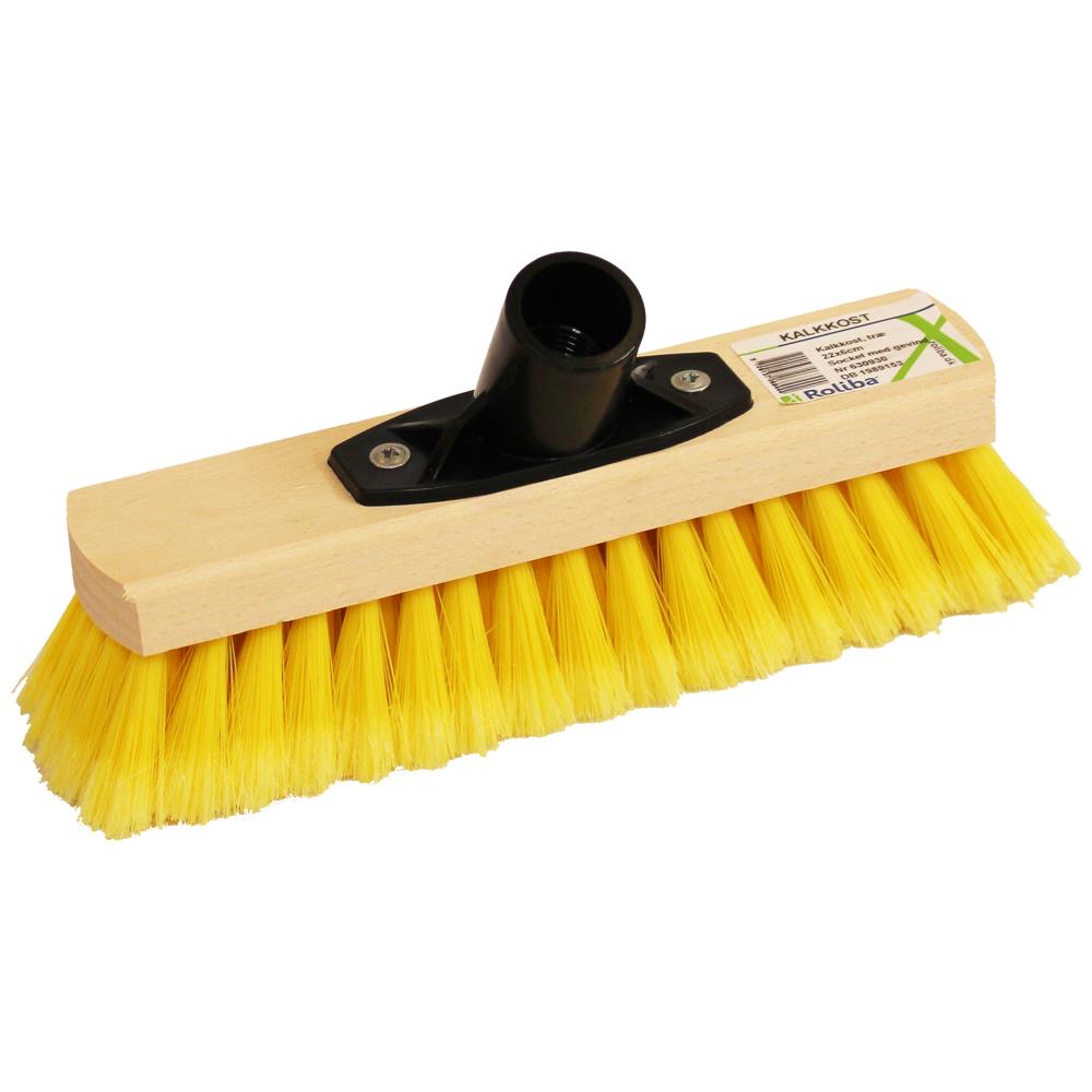 Kalkkost træ m/gule hår 22×6cm m/socket Kalkkost træ m/gule hår 22×6cm m/socket