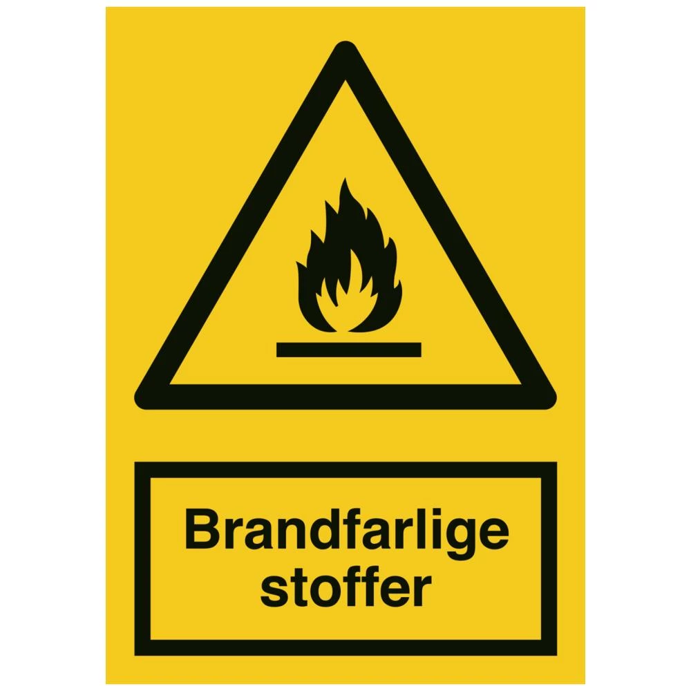 Advarselsskilt plast A4 ‘Brandfarlige stoffer’ Advarselsskilt plast A4 ‘Brandfarlige stoffer’
