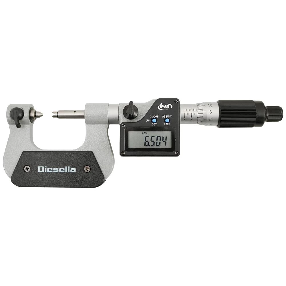 Digital-gevindmikrometer 0-25×0,001mm m/indsatse Digital-gevindmikrometer 0-25×0,001mm m/indsatse