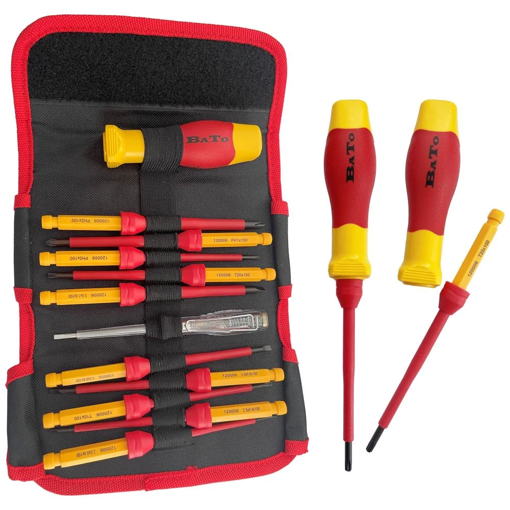 Bato bitsskruetrækkersæt VDE 1000V, 12 dele Bato bitsskruetrækkersæt VDE 1000V, 12 dele