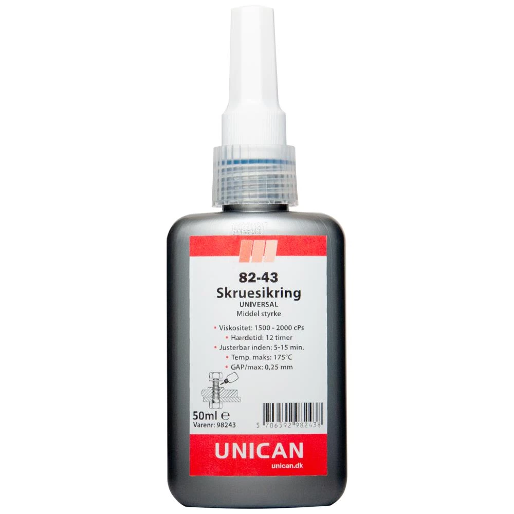 Unican 82-43 skruesikring middel styrke 50ml Unican 82-43 skruesikring middel styrke 50ml