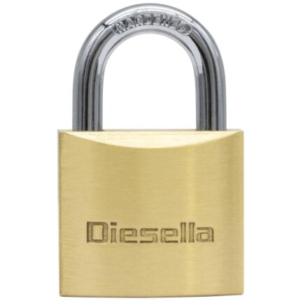 Hængelås 25mm, messinghus/stålbøjle, 3 nøgler Hængelås 25mm, messinghus/stålbøjle, 3 nøgler