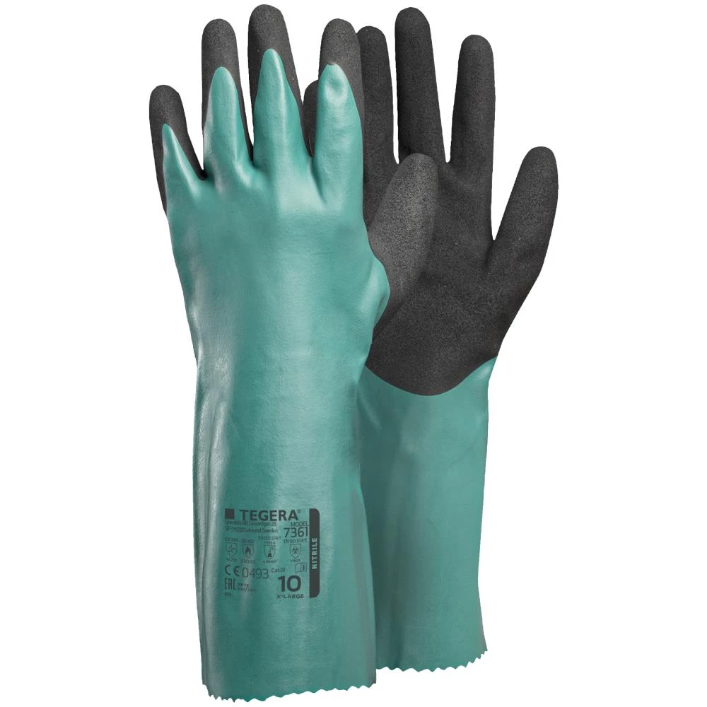 Tegera kemihandske helforet grøn nitril 7361 Tegera kemihandske helforet grøn nitril 7361