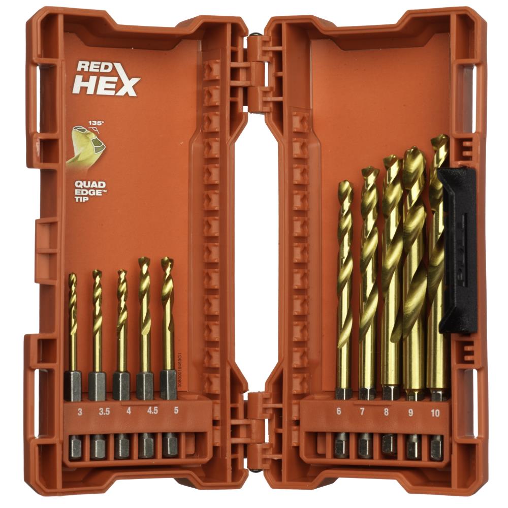 Spiralborsæt HSS-G TiN 1/4″ 6kt skaft 3-10mm 10stk Spiralborsæt HSS-G TiN 1/4″ 6kt skaft 3-10mm 10stk