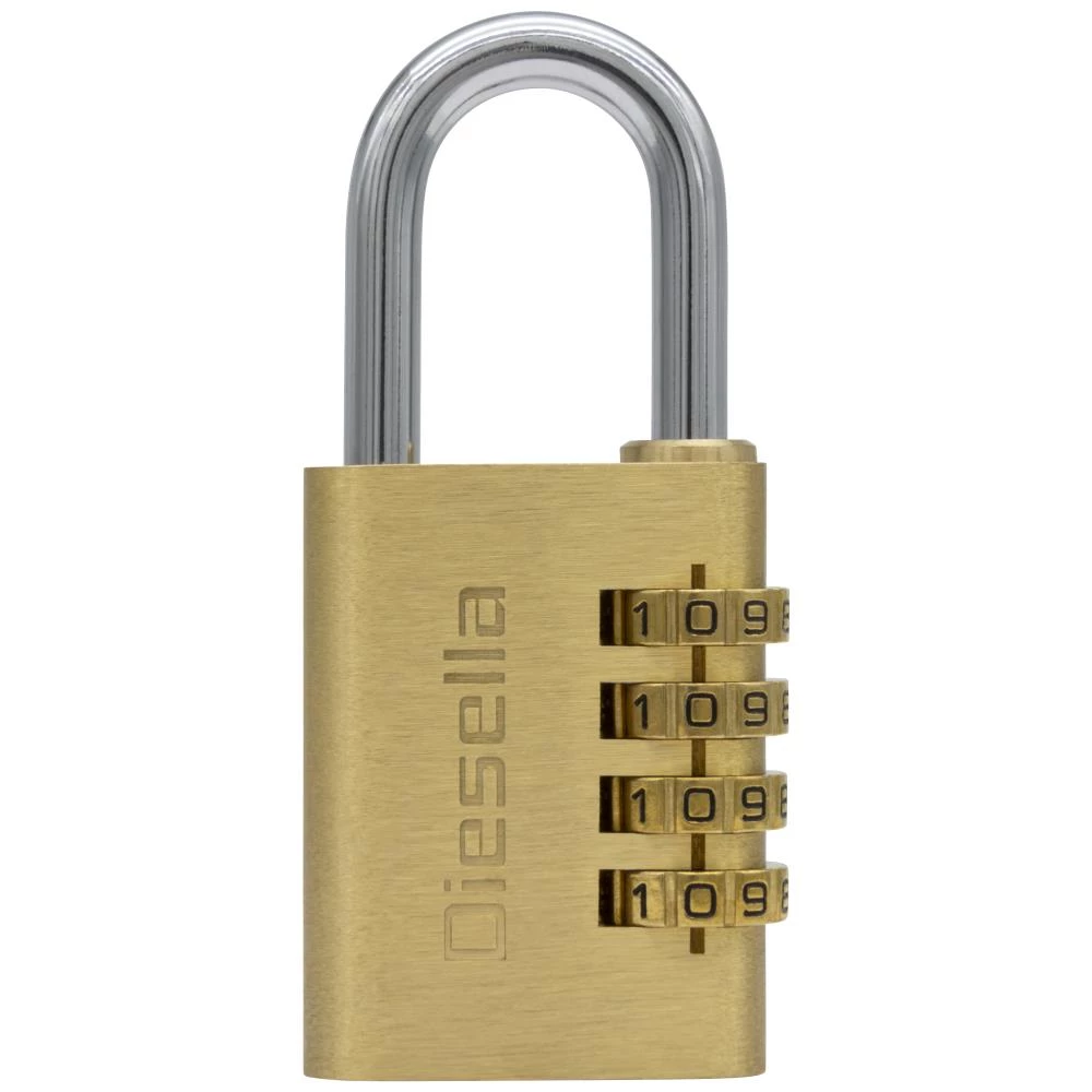 Kodehængelås 38mm, messinghus/stålbøjle, 4-cifret Kodehængelås 38mm, messinghus/stålbøjle, 4-cifret