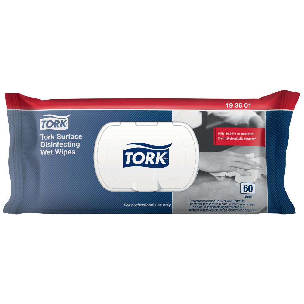 Tork Wet Wipes t/overfladedesinficering, 12×60stk Tork Wet Wipes t/overfladedesinficering, 12×60stk