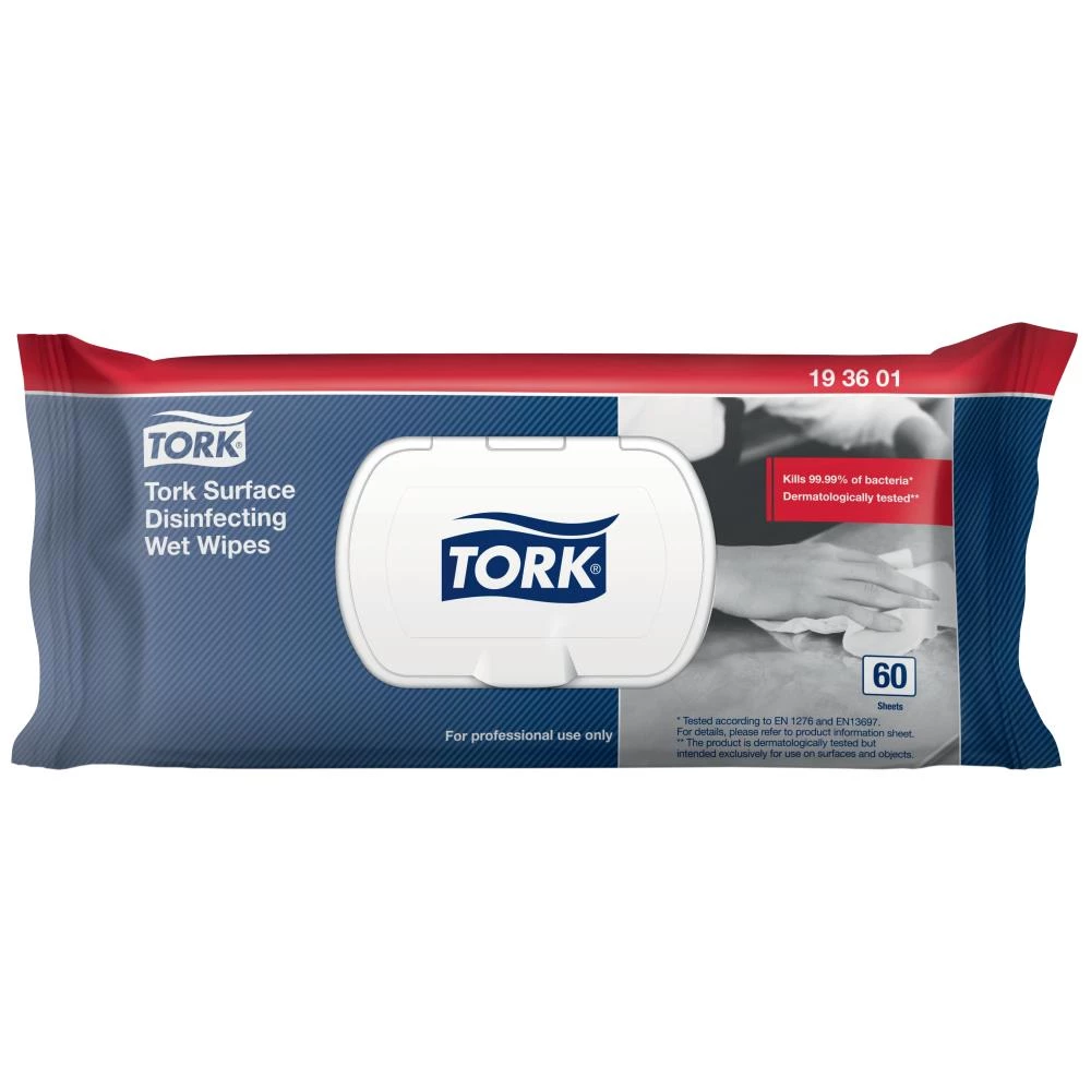 Tork Wet Wipes t/overfladedesinficering, 12×60stk Tork Wet Wipes t/overfladedesinficering, 12×60stk