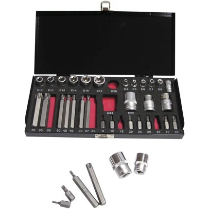 Auto bits-/E-topsæt 3/8″(10mm) 35d. Auto bits-/E-topsæt 3/8″(10mm) 35d.