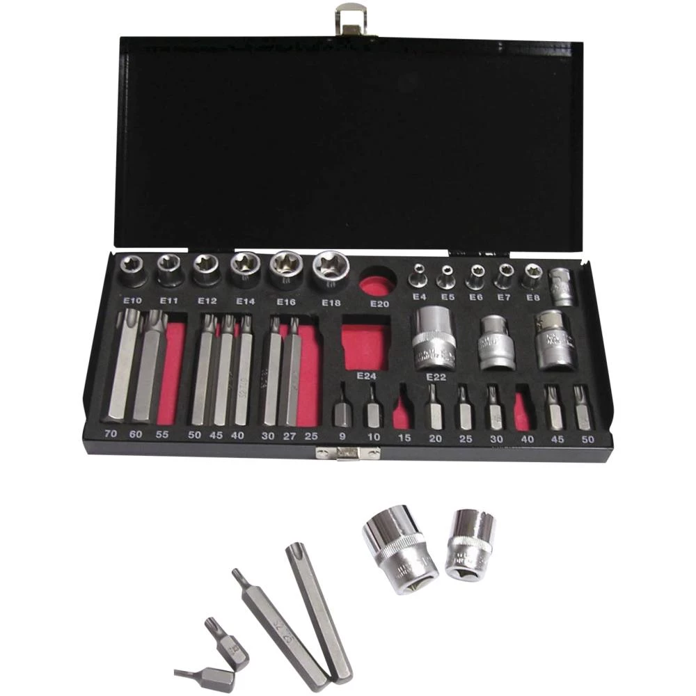 Auto bits-/E-topsæt 3/8″(10mm) 35d. Auto bits-/E-topsæt 3/8″(10mm) 35d.