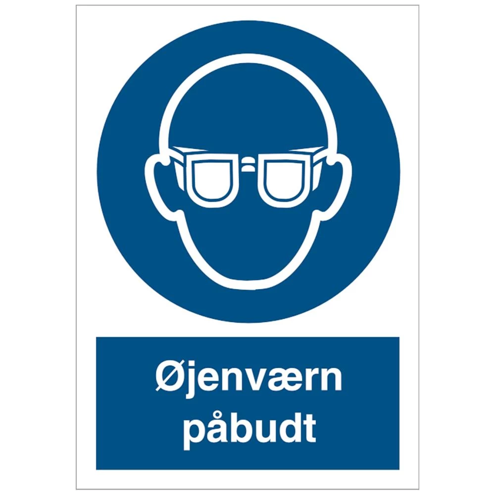 Påbudsskilt plast A4 ‘Øjenværn påbudt’ Påbudsskilt plast A4 ‘Øjenværn påbudt’