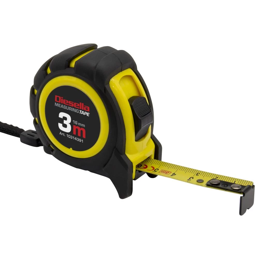 Båndmål 3m×16mm kl.2, gummibelagt ABS m/PowerLock Båndmål 3m×16mm kl.2, gummibelagt ABS m/PowerLock