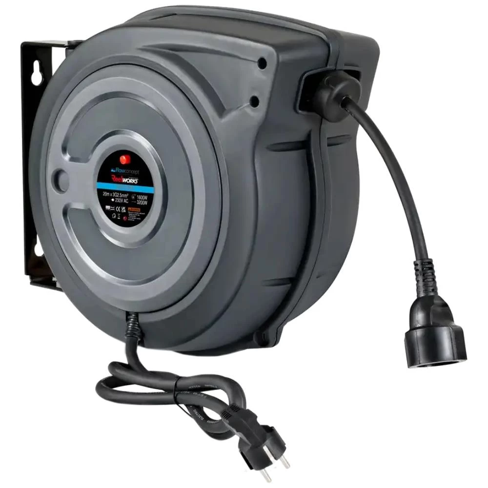 Aut. kabelopruller IP42 3G2,5 20mtr Schuko-stik Aut. kabelopruller IP42 3G2,5 20mtr Schuko-stik