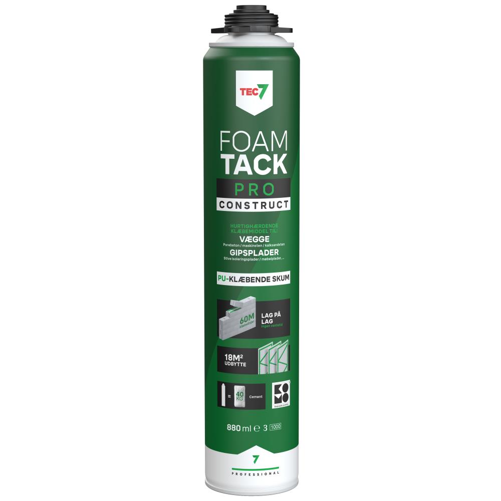 Tec7 FoamTack Pro Construct klæbeskum, spray 880ml Tec7 FoamTack Pro Construct klæbeskum, spray 880ml