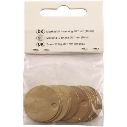 Mærkeskilt messing ø27mm, pk/10