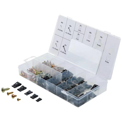 BGS U-clips-/skruesortiment 3-4-5-6mm 170 dele