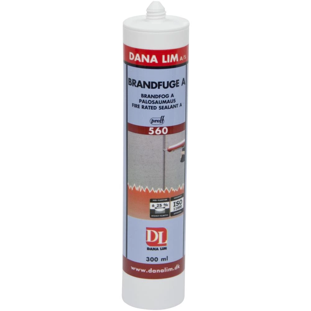 Danalim Brandfuge A 560 akrylfugemasse hvid 300 ml Danalim Brandfuge A 560 akrylfugemasse hvid 300 ml