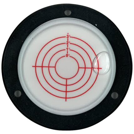 Dåselibelle ø100mm, 3 skruehuller, ø75mm glas