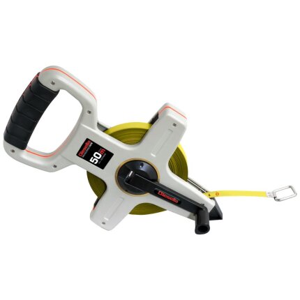 Gaffelbåndmål, stålbånd i gummibel. ABS-hus, 50m