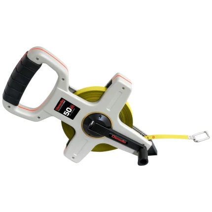 Gaffelbåndmål, stålbånd i gummibel. ABS-hus, 50m