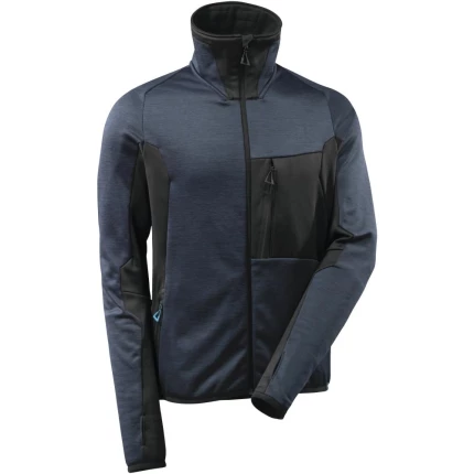 Microfleecejakke gråmeleret/sort L