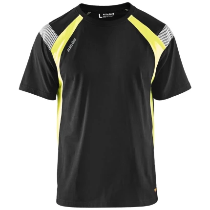 T-shirt 3332 sort/hi-vis gul S